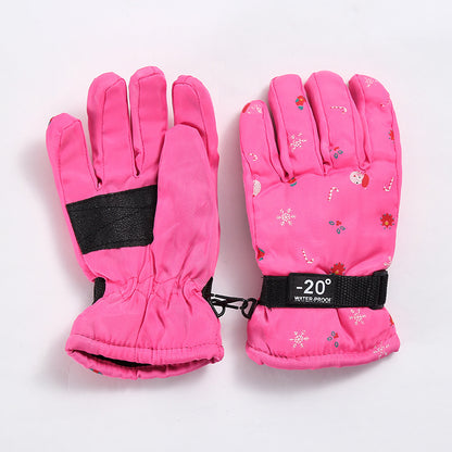 Outdoor Sports Riding Fleece-lined Thickened Finger Children's Ski Gloves