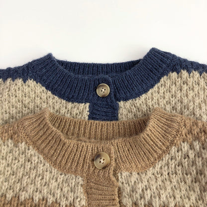 Autumn And Winter Kids' Sweater Mohair Western Style Baby Boy And Baby Girl Knitted Cardigan