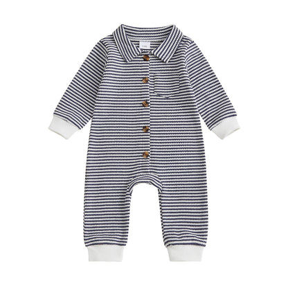 Babies' Jumpsuit Front Open Single-breasted Knitted Long Sleeve