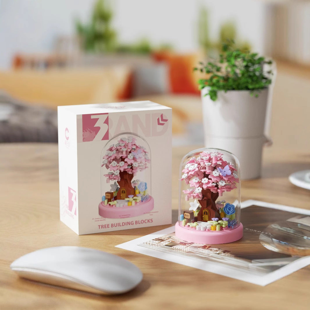 Arbre à fleurs de cerisier en blocs de construction Maison Arbor Day Micro Particules