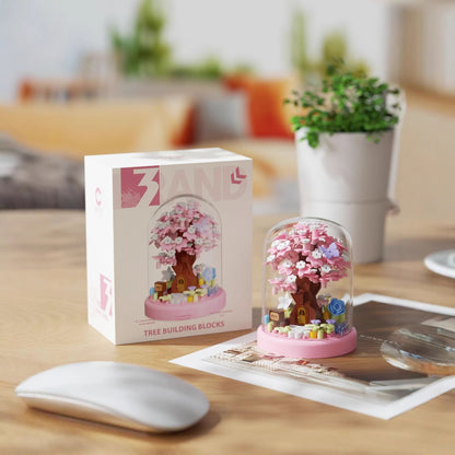 Arbre à fleurs de cerisier en blocs de construction Maison Arbor Day Micro Particules