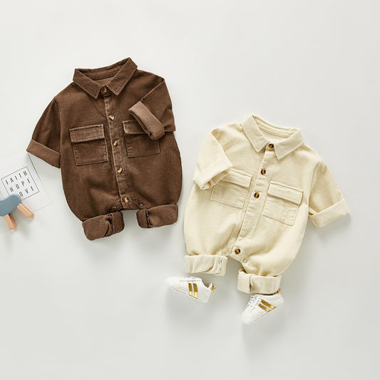 Korean Version Baby Workwear Romper Casual Jumpsuit Corduroy