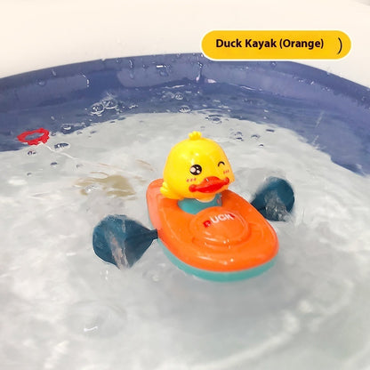 Baby Yellow Duck Playing In The Water Toy Kayaking