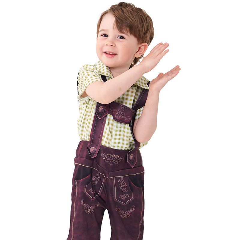 Cute Plaid Suspender Pants Performance Costume