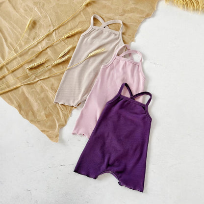 Baby Sunken Stripe Camisole One-piece Romper