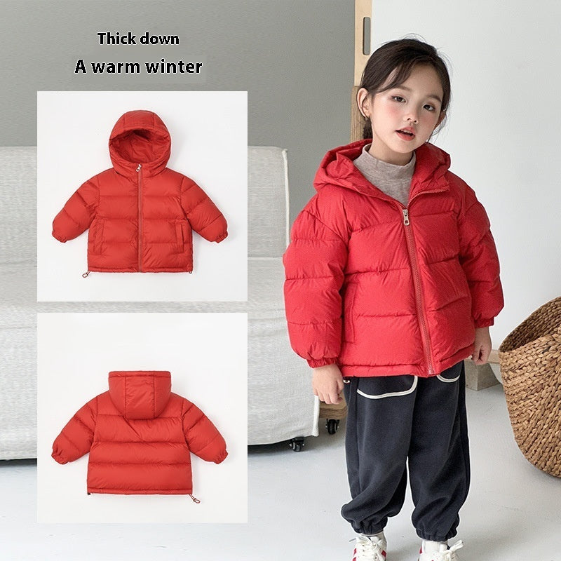 Winter Boys And Girls Thickened Hooded Down Jacket