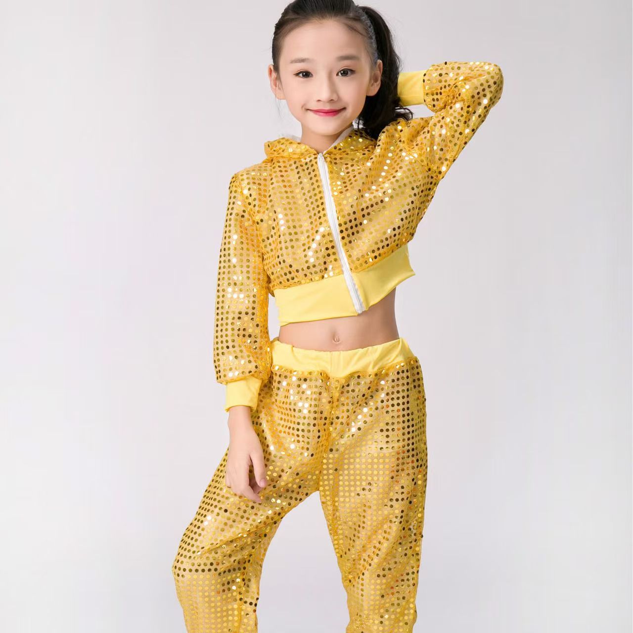 Vêtements de sport pour enfants à paillettes, hip-hop, danse de rue, performance, équipe de cheerleading