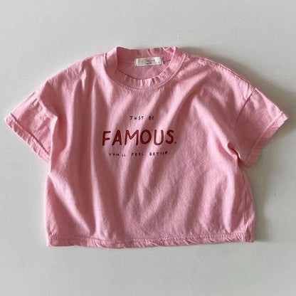 Letter Crew Neck Short Sleeve Simple