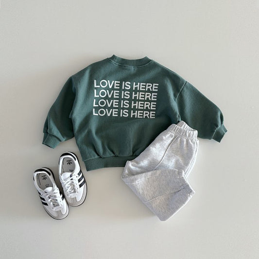 Back Letter Printed Crew Neck Sweatshirt