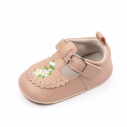 Baby Embroidered PU Leather Soft Bottom Non-slip Toddler Shoes