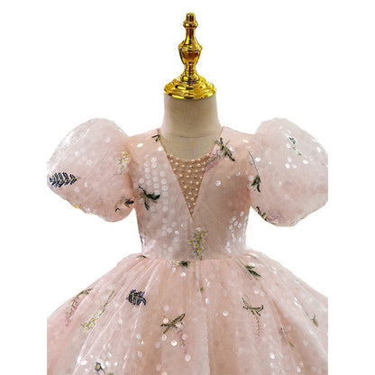 Nouvelle robe de princesse fleurie pour les demoiselles d'honneur, les hôtesses/présentatrices et les tenues de spectacle de piano