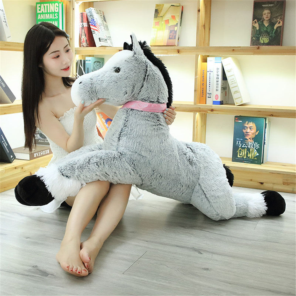 Simulation lying horse pillow plush toy