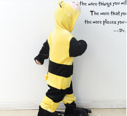 Children's Cute Cartoon Animal Bee One-piece Pajamas Flannel Performance Wear