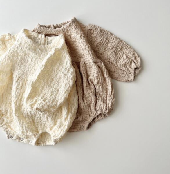 Japanese Spring New Baby Knitted Crepe Long-sleeved One-piece Romper