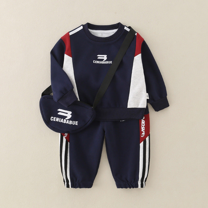 Traje de algodón para niños, ropa informal y cómoda de otoño.