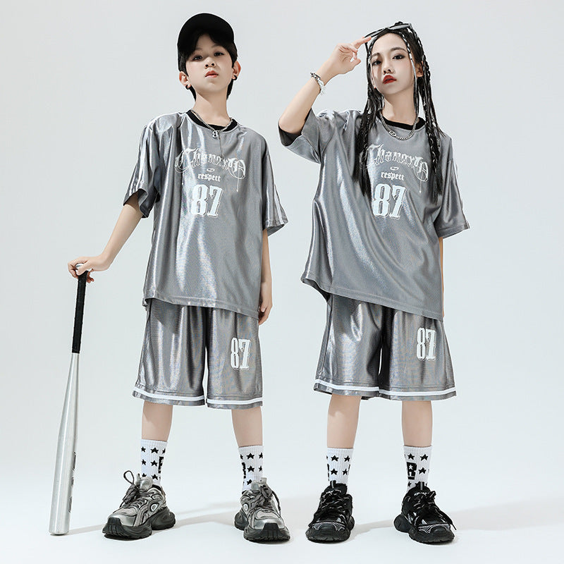 Hip Hop Children's Performance Hip Hop Glossy Loose Outfit