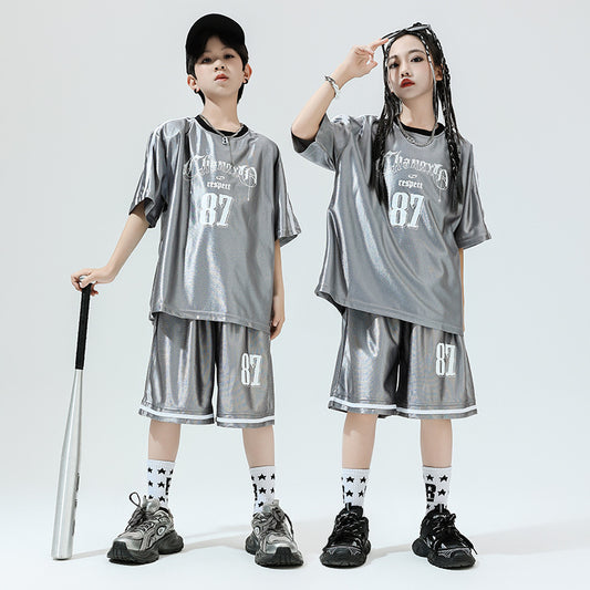 Hip Hop Children's Performance Hip Hop Glossy Loose Outfit