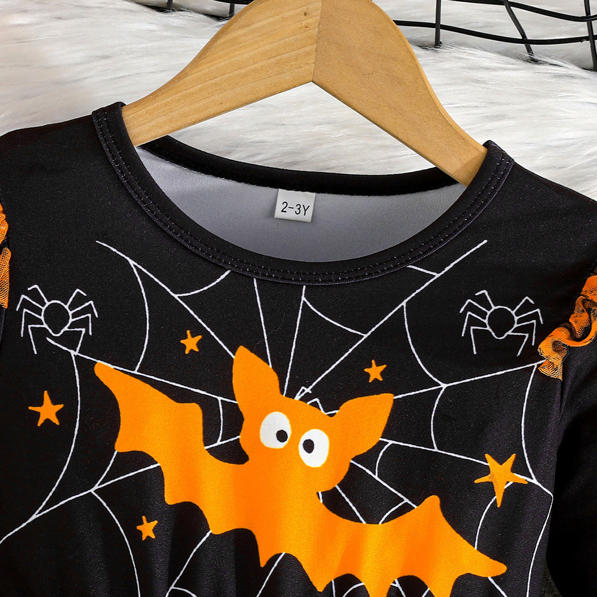 Mesh Irregular Hem Hanging Corner Printing Fashion Girls Dress