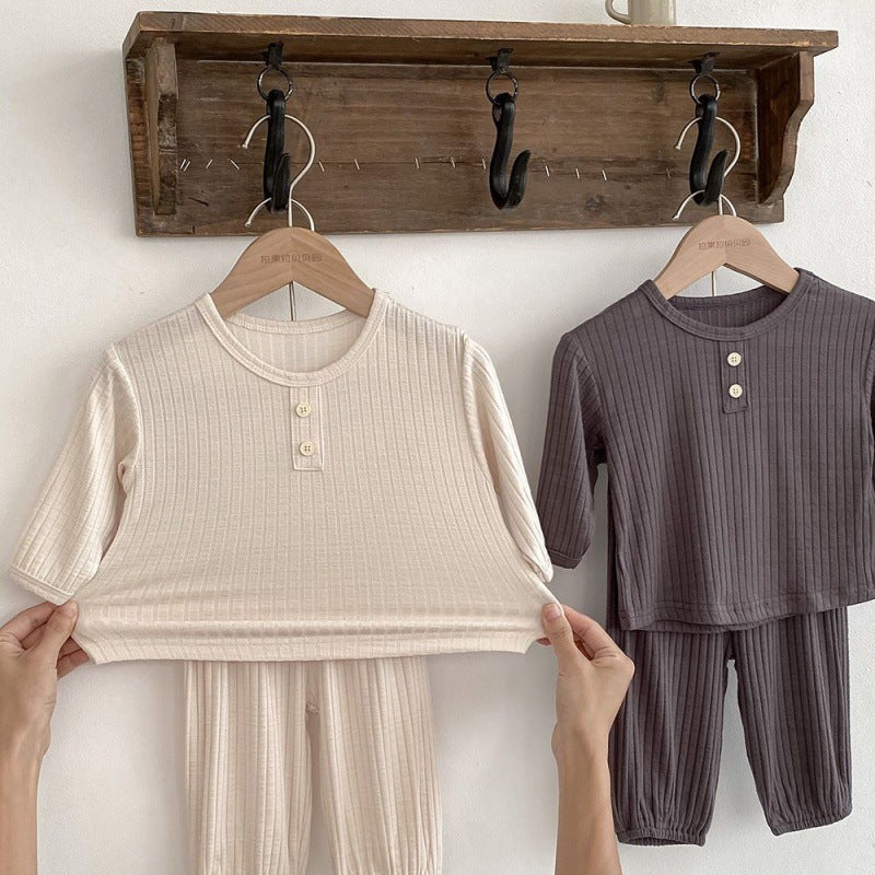 Children Spring And Autumn Cotton Base Pajamas Suit