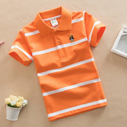 Camiseta polo de manga corta estilo universitario para niño
