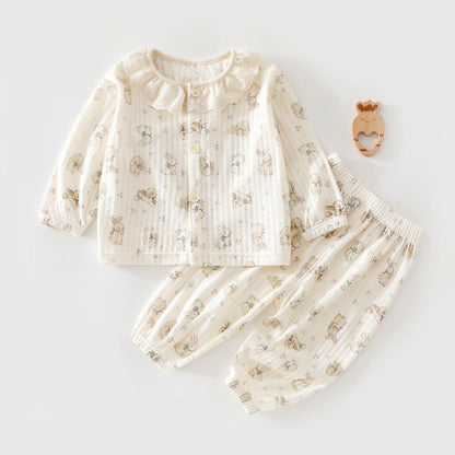 Cute Long-sleeve Cotton Set For Babies And Toddlers