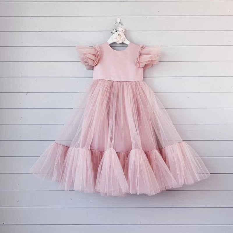 Girls' Birthday Princess Dress With Fluffy Yarn