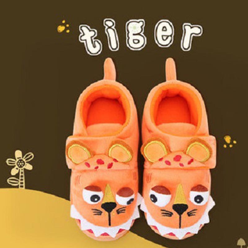 Cute Children's Home Plus Velvet Non-slip Bag Heel Slippers