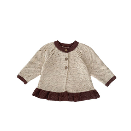 Baby Dot Yarn Ruffled Knitted Cardigan Coat Knitted Bell-bottom Pants