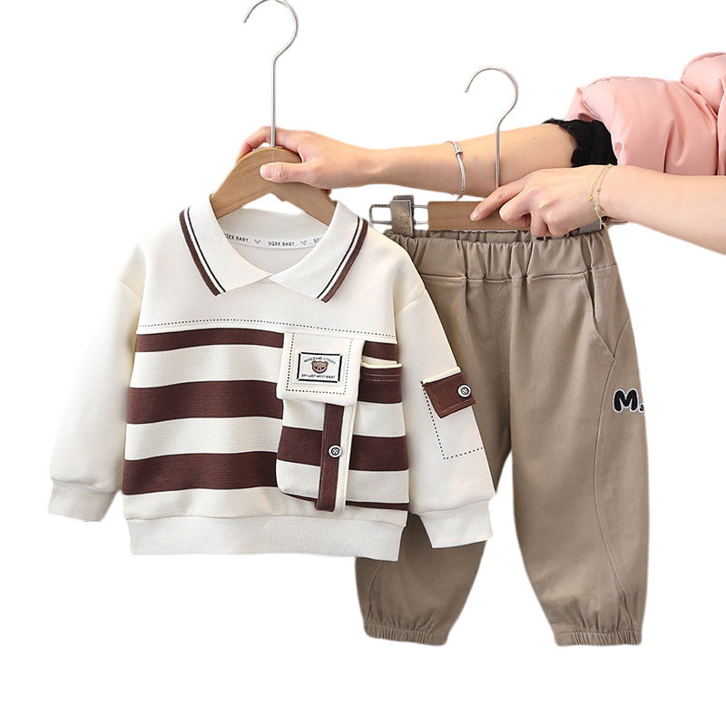 Costume rayé à grands revers et poches pour garçons et filles
