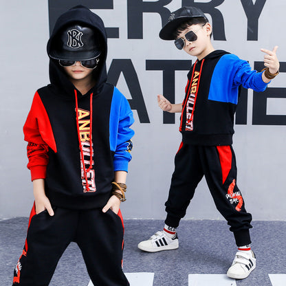 Costume de printemps pour garçons, nouveaux vêtements pour enfants coréens dans le grand garçon, costume de sport à manches longues deux pièces, vêtements de marée 