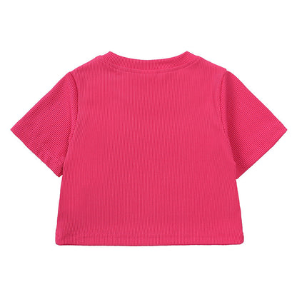 Girls' Short-sleeved Shirt Bell-bottom Pants Two-piece Set