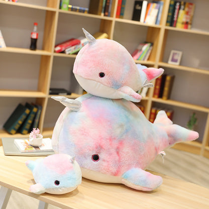 Cartoon Colorful Narwhal Plush Doll