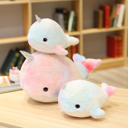 Cartoon Colorful Narwhal Plush Doll