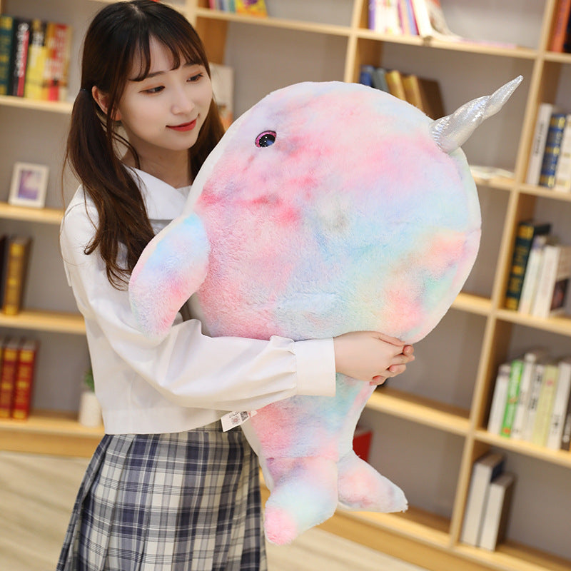 Cartoon Colorful Narwhal Plush Doll