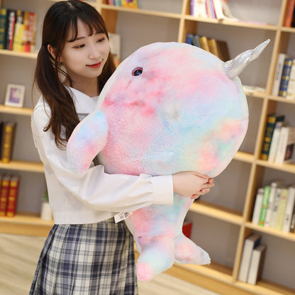 Cartoon Colorful Narwhal Plush Doll
