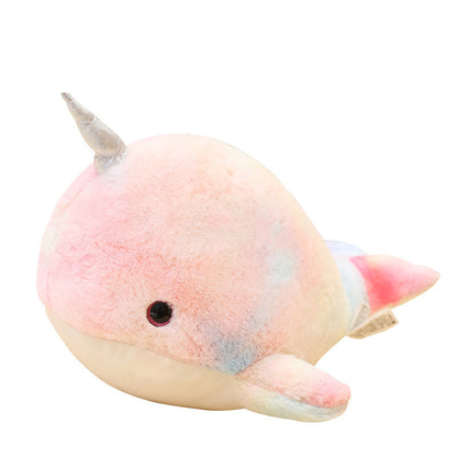 Cartoon Colorful Narwhal Plush Doll