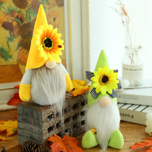 Sunflower Bumble Bee Striped Gnome Scandinavian Honey Bee Elfs Home Decorative Plush Doll Figurines Faceless Doll Ornament