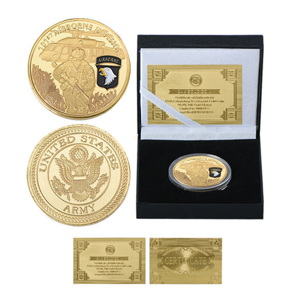 United States Screaming Army 101st Airborne Division Gold Plated Souvenir Coin