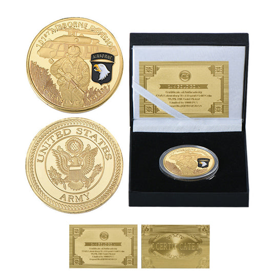 United States Screaming Army 101st Airborne Division Gold Plated Souvenir Coin