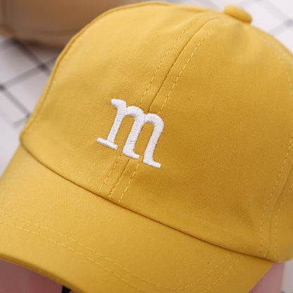 Casquette de Baseball Garçon Lettre M Brodé Coton Enfant Printemps et Automne Chapeau Casquette