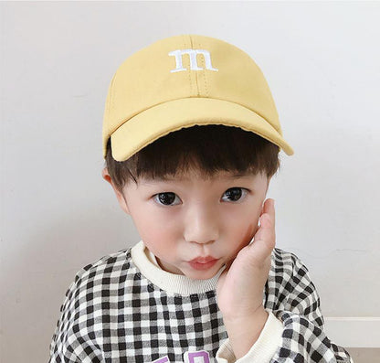 Casquette de Baseball Garçon Lettre M Brodé Coton Enfant Printemps et Automne Chapeau Casquette