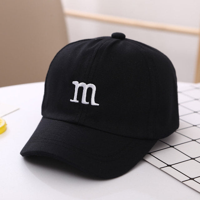 Casquette de Baseball Garçon Lettre M Brodé Coton Enfant Printemps et Automne Chapeau Casquette