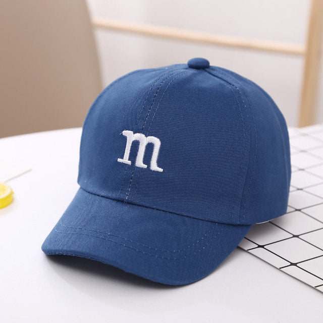 Casquette de Baseball Garçon Lettre M Brodé Coton Enfant Printemps et Automne Chapeau Casquette