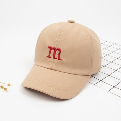 Casquette de Baseball Garçon Lettre M Brodé Coton Enfant Printemps et Automne Chapeau Casquette