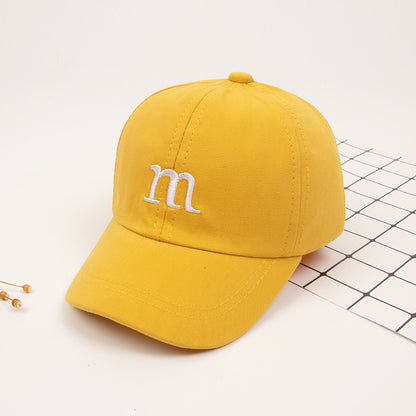 Casquette de Baseball Garçon Lettre M Brodé Coton Enfant Printemps et Automne Chapeau Casquette
