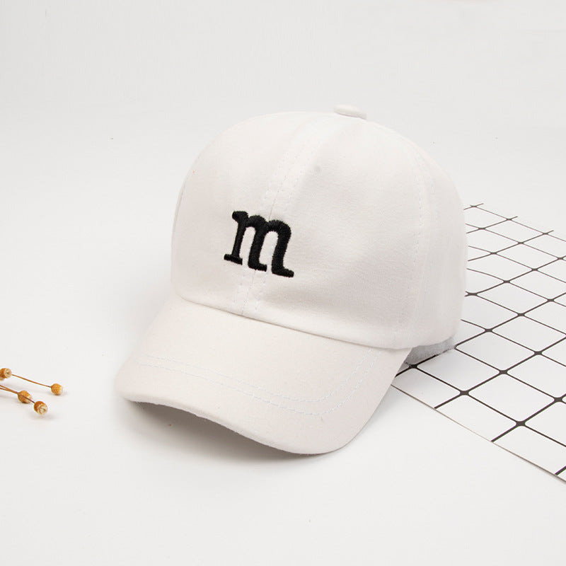 Casquette de Baseball Garçon Lettre M Brodé Coton Enfant Printemps et Automne Chapeau Casquette
