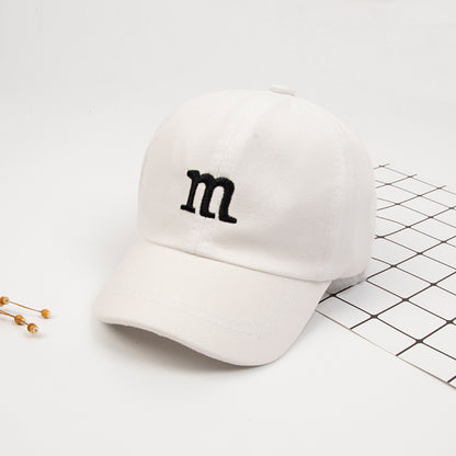 Casquette de Baseball Garçon Lettre M Brodé Coton Enfant Printemps et Automne Chapeau Casquette