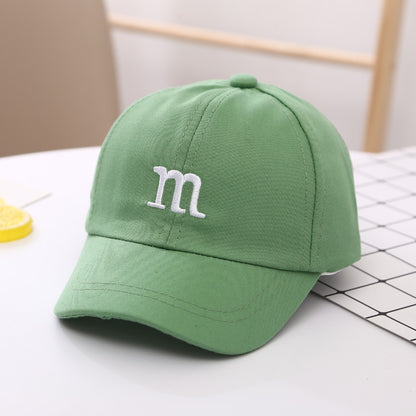 Casquette de Baseball Garçon Lettre M Brodé Coton Enfant Printemps et Automne Chapeau Casquette