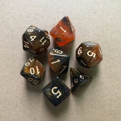 Starry Sky Two-color Multi-faced Dice Set, A Set Of Seven Digital Game Dice