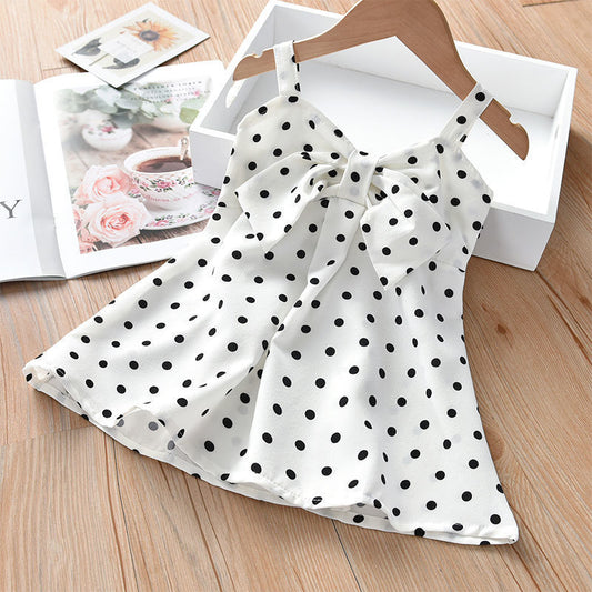 Sling Skirt Little Virgin Baby Cartoon Cute Sleeveless Dress Polka Dot Western Children's Skirt